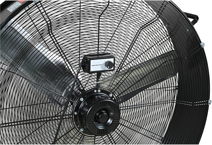 K Tool International 77735 30" Direct Drive Drum Fan with Wheels, High-velocity, 2-Speed, Cut-off Protection, 120V/60Hz, 8,800 Max CFM, UL Listed, Used in Warehouses, Shops, Greenhouses, Barns, Black