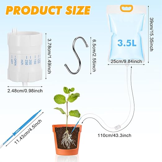 5 Pcs 3.5L Plant IV Water Bag Plant Watering System Device, Automatic Plant Waterer Self Watering IV Drip Bag Irrigation Drip Watering Bag with Adjustable Flow for Indoor Outdoor Potted Plant