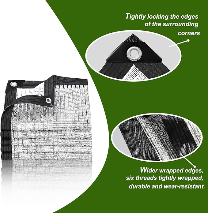 Shade Cloth-Thickened and Encrypted 80% Aluminum Shade Cloth for Greenhouse Balcony Garden,Outdoor Pergola,Lawn,Cars.Easy Hanging with Edges and Holes,Silver Heat Reflective Tarp