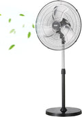 VEVOR Industrial Pedestal Fan, 18 Inch 90-Degree Oscillating Fan, Height Adjustable Standing Fans with 3 Adjustable Speeds, High Power Floor Fans for Office, Black