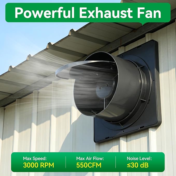 Solar Exhaust Fan 2-in-1 with DC Adapter,Large Solar Panel 3000 RPM High Speed Ventilation Fan,Waterproof with Auto Shutter for Continuous Airflow for Shed,Chicken Coop,Greenhouse,Dog House