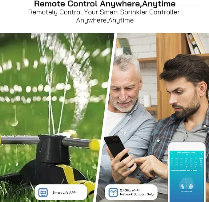 8 Zone Smart Sprinkler Controller WiFi Irrigation Controller, Weather-Based Watering, App Assistant Control, Sprinkler Timer for Garden Yard, Auto Rain Delay