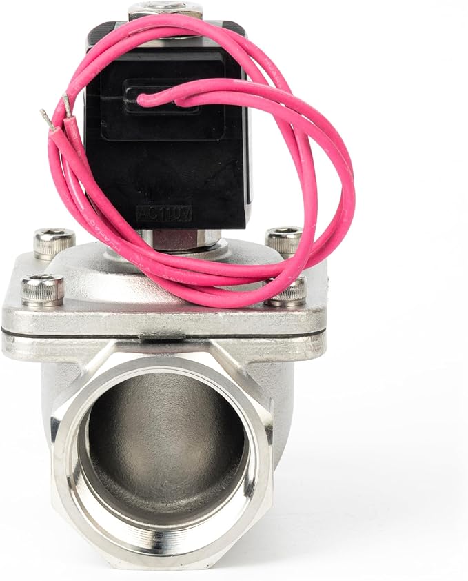 U.S. Solid 1-1/4" Stainless Steel Solenoid Valve - 110V AC Normally Closed Electric Solenoid Valve with Viton Seal, Lead Wire Type