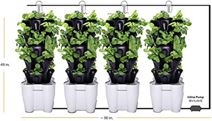 Mr. Stacky Smart Farm - Automatic Self Watering Garden - Grow Fresh Healthy Food Virtually Anywhere Year Round - Soil or Hydroponic Vertical Tower Gardening System (Solar Kit, Black)