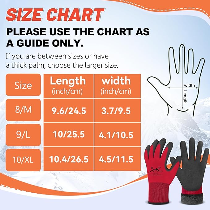 Winter Work Gloves Thermal Insulated Work Gloves Freezer Gloves Waterproof Foam Latex Coated Gloves for Men Women