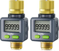 RAINPOINT Water Flow Meter with Brass Inlet & Outlet, 180° Screen-Flip Water Meter, Measure Gallon/Liter Consumption for RV Filling, Garden Watering, Sprinkler and Hoze Nozzle, 2pcs