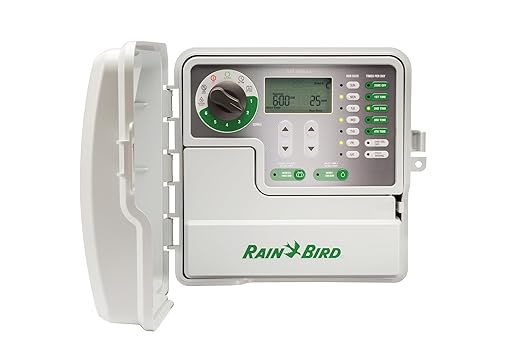 Rain Bird SST600OUT Simple-to-Set Indoor/Outdoor Sprinkler/Irrigation Timer/Controller, 6-Zone/Station (This New/Improved Model Replaces SST600O),Gray/Green