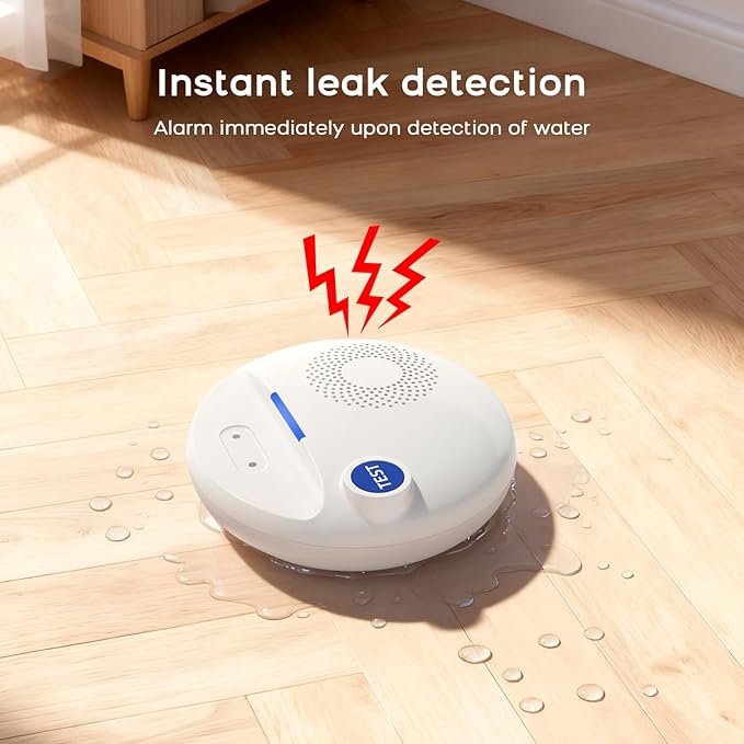 PGST WiFi Water Leak Detectors,Wireless Water Leak & Drip with 100dB Adjustable Alarm,for Smart Life Tuya APP Control & Instant Alerts,for Basement, Bathroom,Laundry,Kitchen,Sink,2.4G WiFi Only