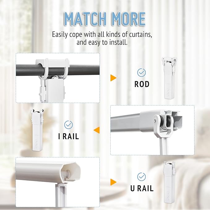 Keego Automatic Curtain Opener and Closer Smart Curtain Opener with Solar Panel,Remote Control App/Timer, High-Performance Motor,Work Compatible with Alexa, Google Home,HomeKit (white-2pc)