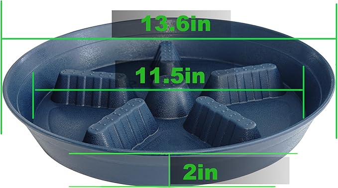 4 Pack Plant Saucer 14 inch, Plastic Plant Saucers for Indoors, Raised Middle Plant Trays for Pots, Water Tray for Plants, Plant Stand Water Catcher Tray, Pot Saucers for Plants