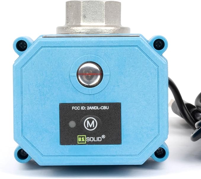 U.S. Solid WiFi Smart Motorized Ball Valve 1/2 inch NPT for Water Control, Irrigation, 2 Way 304SS Electric Valve, USB Powered, Status Indicator, Flow Direction, Remote On/Off Control, NSF Certified