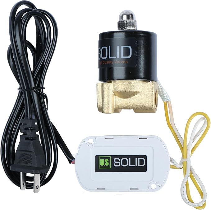 U.S. Solid Smart Solenoid Valve - 1/4 Inch Wi-Fi APP-Controlled Brass Solenoid Valve, 110V AC