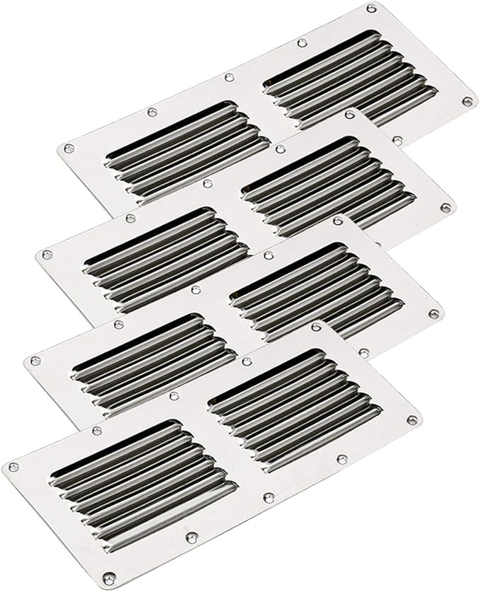 Amarine Made Stainless Steel Stamped Louvered Vent - Rectangular Marine Vents 4-1/2" X 9" - 07723S