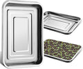 RooTrimmer 5 Pack Large Stainless Steel Seedling Trays, Heavy Duty Metal Water Catch Trays for Nursery Pots-Transplant, Seed Germination & Propagation Flats (17.5 inch×13.56 inch, 1.18" Height)