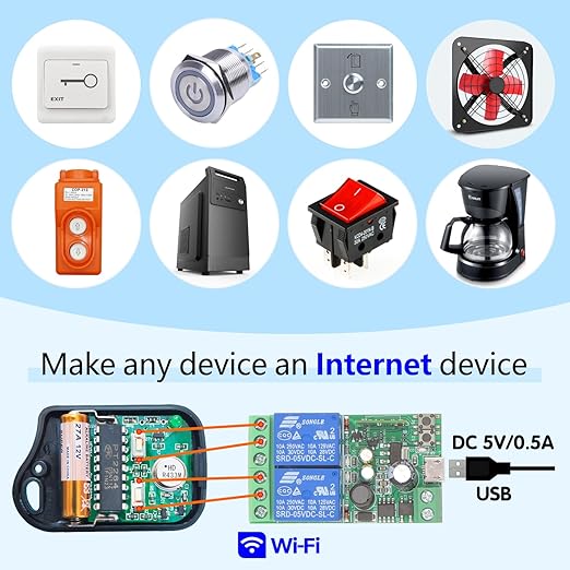 DieseRC 2x2 Channels WiFi Smart Switch with 1x Bluetooth Transmitter, DC 5V 12V 24V Passive Output Relay Module Ewelink APP WiFi Control Compatible with Alexa/Google Home, Inching/Self-Locking Switch