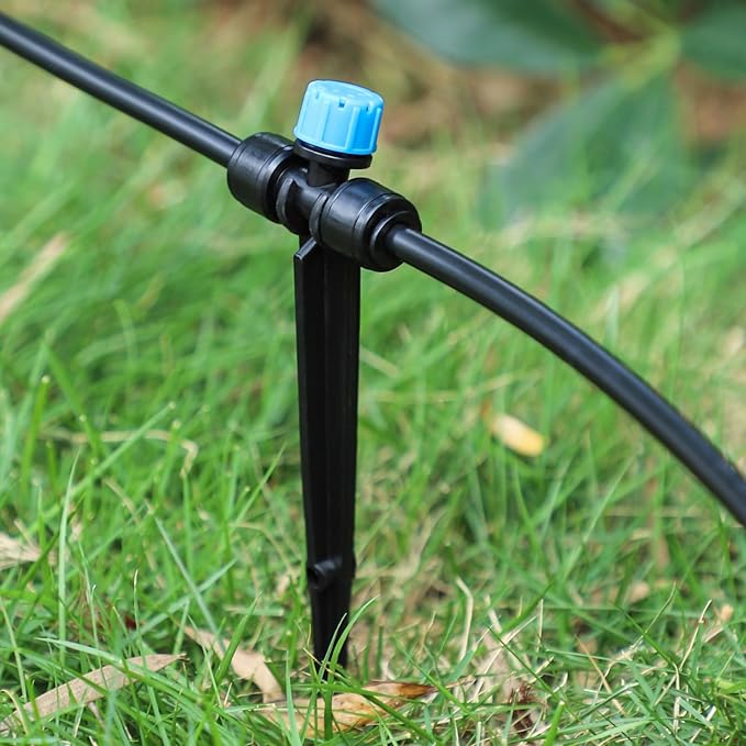 MIXC 30 Pack 1/4 Inch Drip Irrigation Stakes, Plastic 1/4 Drip Irrigation Tubing Stakes for Secure Tubing Fixation, Garden Hose Support Stakes for Vegetable Flower Beds Lawn Supplies