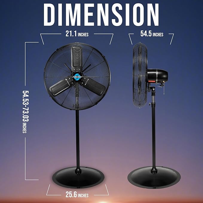 Tornado 24 Inch Outdoor Oscillating Pedestal Fan, IPX4 Water-Resistant High Velocity Metal Floor Fan, 2-Speed Commercial Industrial Standing Fan, 7600 CFM, cETL Listed