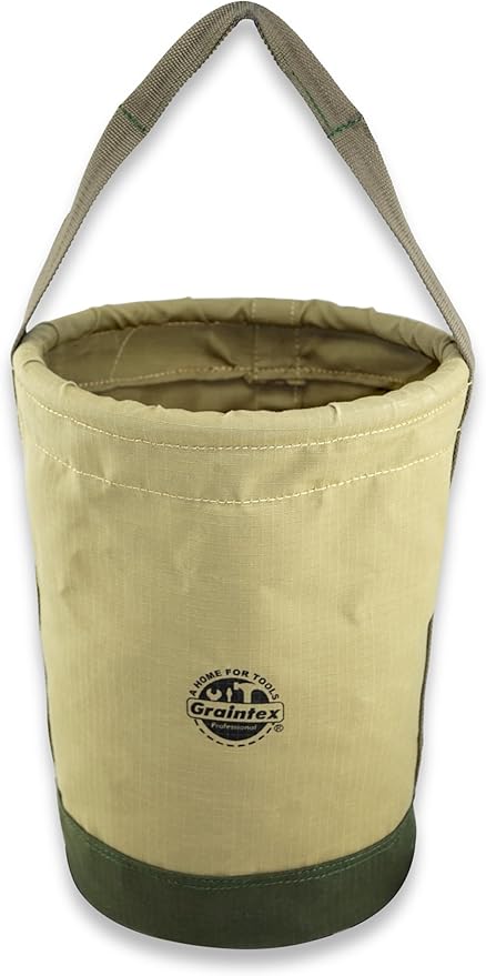 Graintex CB2414 Utility Tapered Canvas Bucket 12"X10"X15", Khaki