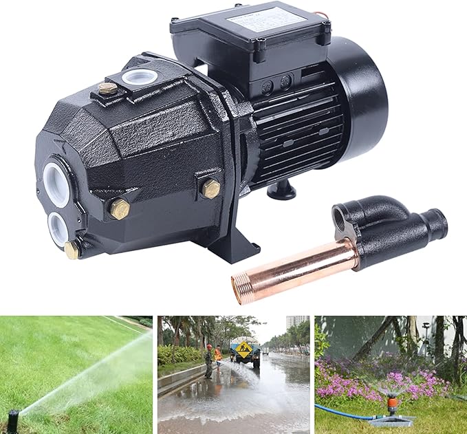 1HP Shallow Well Jet Pump with Pressure Switch, 750W Cast Iron Water Pump 16.7GPM, 183FT Lift Head IP44 for Home Farm Cabin Fresh Water Supply