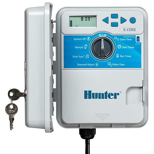 Hunter XC800 X-Core 8 Zone Outdoor/Indoor Sprinkler Timer, Weatherproof Irrigation Controller for Lawn and Garden, Programmable Automatic Watering, Easy Install