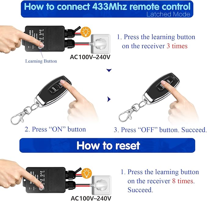 DieseRC Waterproof Wireless Remote Control Radio Control Switch AC 110V/120V/240V 30A Relay Receiver for Wet Location Outdoor Yard Area Light Water Pump Farm Irrigation Roof Garden Street Warehouse