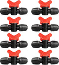 Gardrip 8 Pack Drip Irrigation Valve for 1/2 Inch Drip Tubing (1/2" ID x 0.65" OD)：1/2'' In-line Locked Barbed Ball Valve Drip Line Shut Off Valve Parts In Irrigation System for Garden