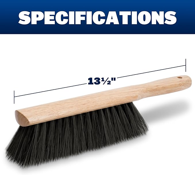Marshalltown 13 1/2 Inch Beaver Tail Brush, Masonry Brush with Black Horsehair Fibers, Concrete Shop Brush for Masonry and Mortar Work, Made in the USA, 6517