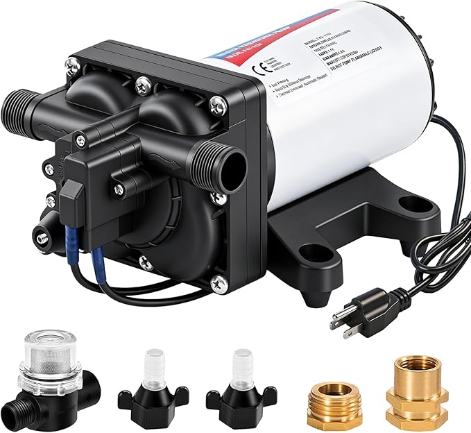 YOUNGTREE Water Pressure Diaphragm Pump 110V AC 5.5GPM 70PSI Self Priming RV Water Transfer Pump 110 Volt On Demand for Home Kitchen RV Garden Irrigation Car Washing Rain Barrel Lawn Camper