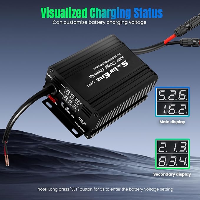 12A Boost MPPT Solar Charge Controller Solar Panel Regulator for24V/36V/48V /60V/72V Lead-Acid, LiFePO4, Gel, Flooded Batteries etc in Golf Cart,eBike,Club Car, Scooterand Solar System