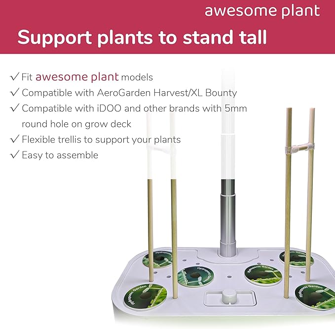 Trellis System (20 PCS) Plant Support Stakes Kit, 7.87 Inches Plant Stakes for Indoor Hydroponic Growing System, Compatible with Aerogarden Harvest XL Bounty and iDOO Indoor Garden
