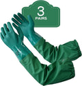 PACIFIC PPE 3 Pairs 26" Rubber Gloves - Chemical Resistant, Extra-long Heavy Duty Waterproof Gloves with Cotton Liner, Anti-skid, Acid-alkali and Oil Resistant, Large