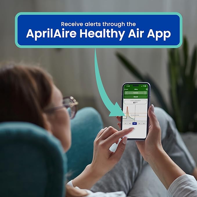 AprilAire ZAWTHCPV Smart Indoor 5-in-1 Wi-Fi Air Quality Monitor (CO2, VOC, PM 2.5, Particulate Matter, Humidity and Temperature), App Controlled IAQ Monitor for Home Air Quality Sensor