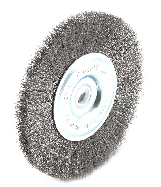 Forney 72743 Wire Wheel Brush, Fine Crimped with 1/2-Inch and 5/8-Inch Arbor, 5-Inch-by-.008-Inch