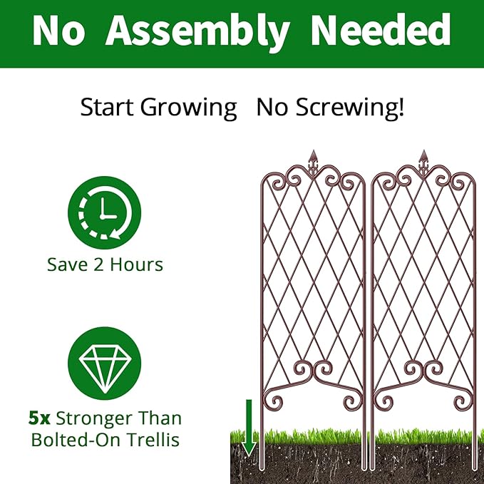 AMAGABELI GARDEN & HOME 2 Pack 60” x 18” Garden Trellis for Climbing Plants Outdoor Garden Fencing Decorative Plant Trellis Vegetables and Rose Trellis for Ivy Cucumbers Brown