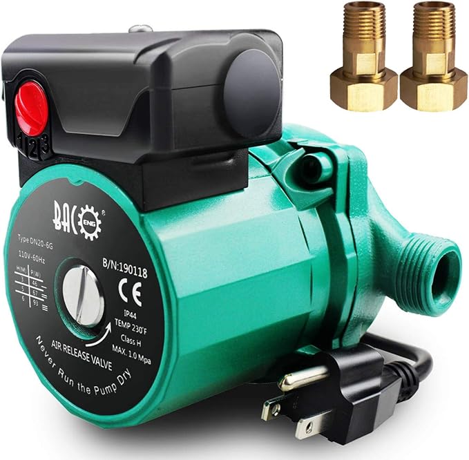 BACOENG 3/4 inch NPT Hot Water Circulation Pump for Floor Heating & Recirculating System w/Connectors