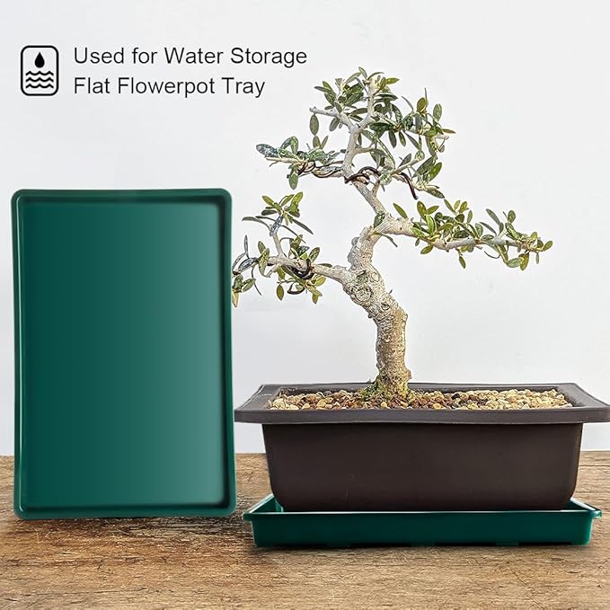 RooTrimmer 5 Pack Seed Starter Trays (17"x11"x2"), Plastic Flat Nursery Pots Trays, Durable Carrying Seedling Starter Tray, Reusable Tray for Planting and Collecting Drainage Water (Green)