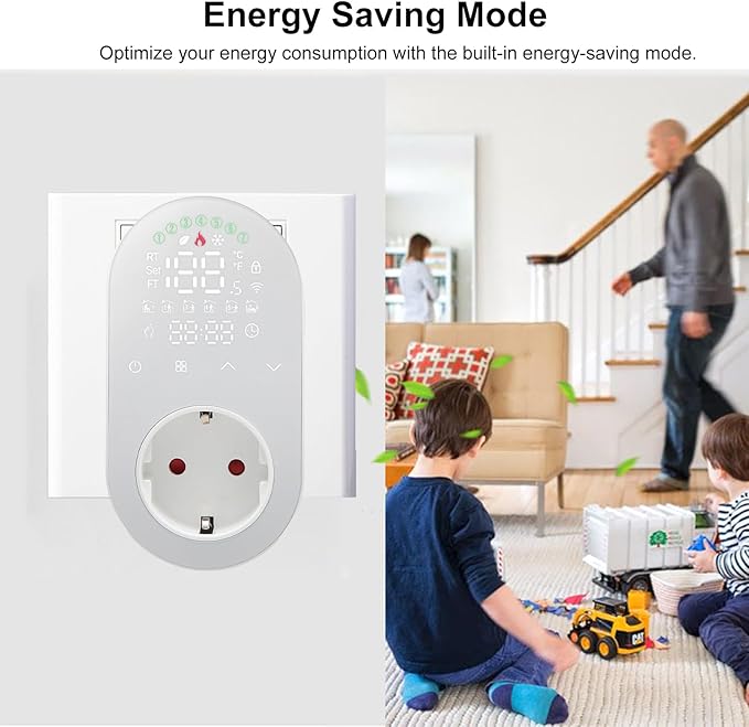 Luocute Smart WiFi Plug in Thermostat APP Remote Voice Control Energy Saving Mode Compatible with Electric Heating Equipment for Home Greenhouse Reptile Enclosure (White)
