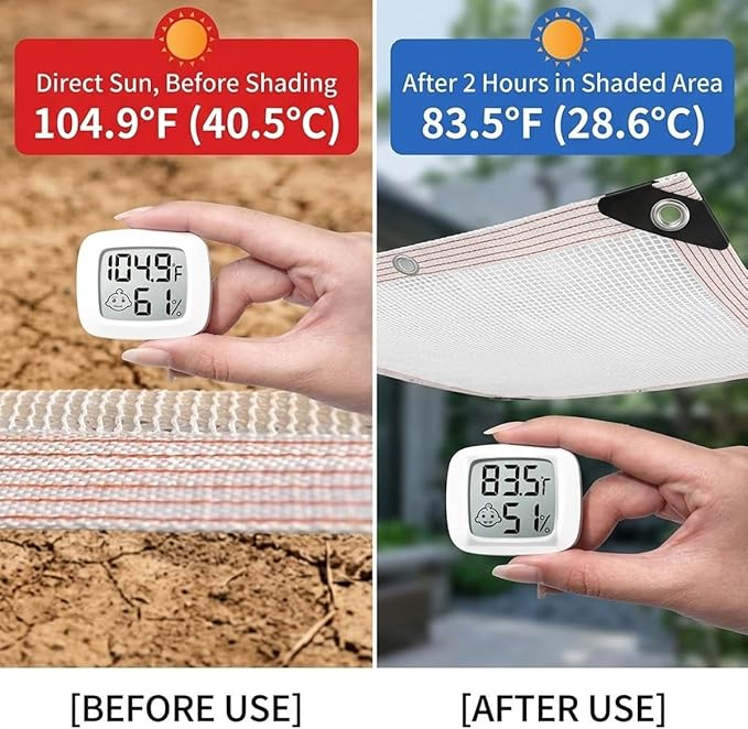 White Shade Cloth for Garden, 55% Percent Outdoor Shade Net HDPE Edge, Heavy Duty Fence Privacy Screen Cover with Grommets, Breathable Fabric Mesh Tarp, for Greenhouse Plants Patio(8x16ft)