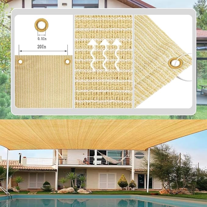 Shade Cloth 90% 8x8 Ft Sun Shade Mesh Netting Cover for Pergola, Garden, Outdoor, Patio, Deck, Backyard