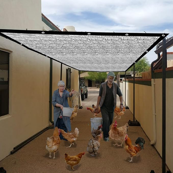 Shade Cloth-80% Aluminum Sunblock Neting,Durable Mesh Tarp with Grommets,Shade Cloth for Garden,Car, Outdoor Pergola,Greenhouse,Chicken Coop and Dog Kennel(Silver)