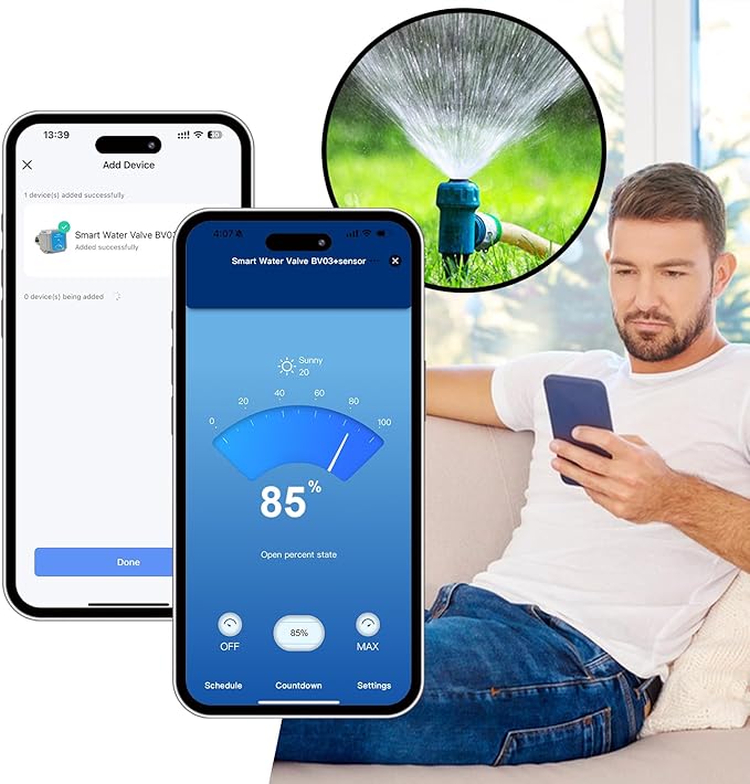 DN20 Smart Water Valve 3/4 Inch Smart Water Management System WiFi Remote Control Faucet Timer for Hose, Sprinkler Water Timer, Auto Watering for Plants , Home Water Protection Systems (DN20(3/4"))