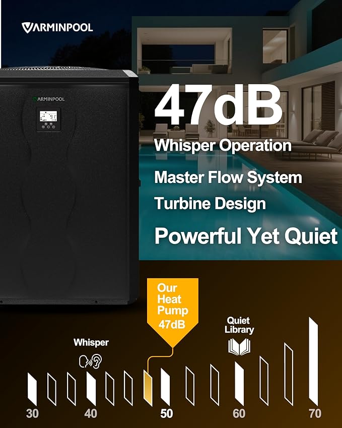 140000 BTU Electric Pool Heater, Full Inverter Pool Heat Pump for 42000 Gallons In and Above Ground Pools, Smart WiFi App, Timer, Heating and Cooling, 47dB Quiet Operation, 220V, V35 Ultra