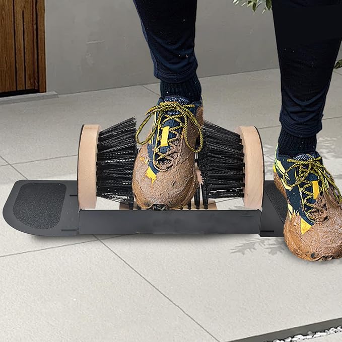 Shoe Scrubber for Porch - Heavy Duty Shoe Dirt Mud Snow Remover, Boot Cleaning Scraper, Boot Scraper | Wood/Meta, Scrubber Brush for Camping Farm Porch Entrance Outside, All Weather Industrial Foot
