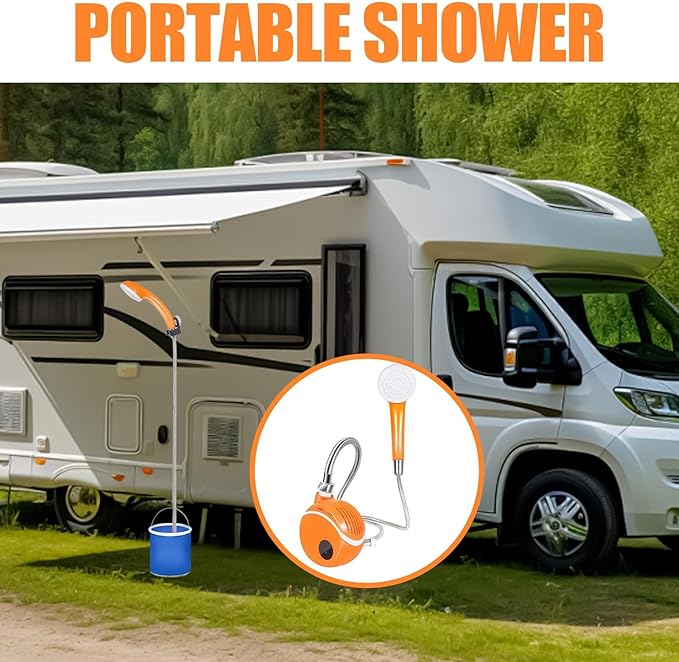 Portable Shower- Lightweight Handheld Sprayer, Rechargeable Water Pump, Durable Waterproof Design, LED Smart Control Panel | Backyard Garden, Camping Tent, Road Trip Adventures, Outdoor Cleaning
