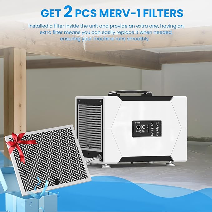 CADPXS Crawl Space Dehumidifier with Pump and Drain Hose, 80 Pint Crawlspace Dehumidifier for Commercial, Basement, Water Damage Use, Memory Start, cETL, Up to 1000 Sq Ft, 5 Years Limited Warranty