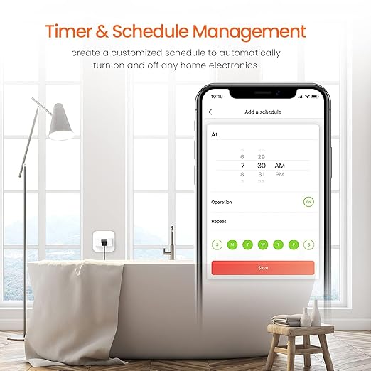 TENDA SP9 (1 Pack) Smart Plug WiFi Outlet Switch with Energy Monitoring, Works with Alexa & Google Assistant for Voice & Remote Control, Timer & Schedule Function, 13A Safe Design, No Hub Required