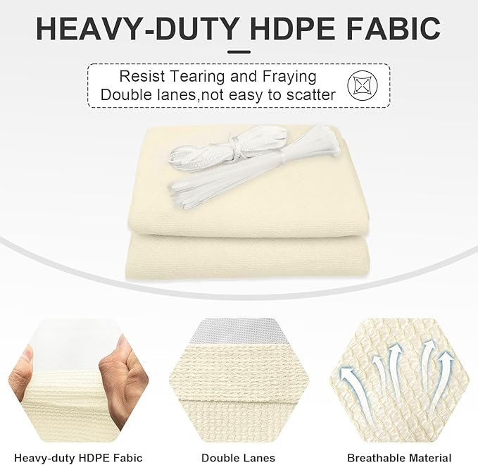 Cool Area Sun Shade Cloth with Grommets 8×14 FT Shade Panel Shade Tarp Screen Fabic for Outdoor Patio Pergola Cover Deck Garden, Butter Cream (Customized)