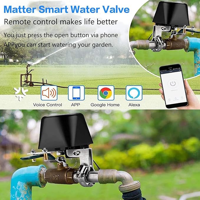 UseeLink Matter Water Valve, Smart Water Shut Off Valve, Automatic Valve Controller Timer,Compatible with Alexa,Apple Home, 1 Pack