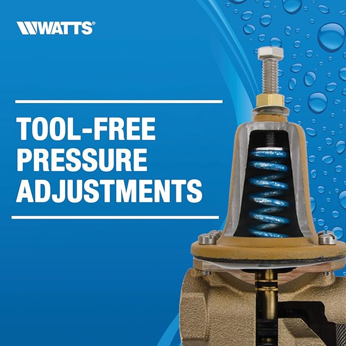 Watts LF25AUB-Z3 Series 3/4" Lead-Free Cast Copper Silicon Alloy Water Pressure Reducing Valve, NPT Female Union x NPT Female Outlet, Polymer Seat, Low Pressure Applications 10 to 35 psi