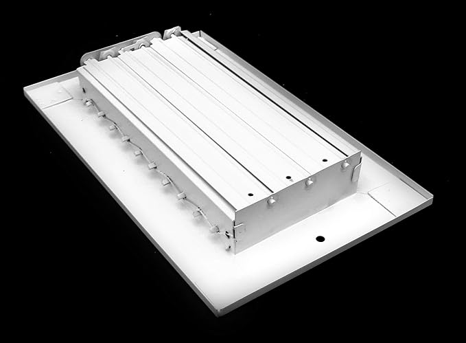 HVAC Premium 8''w x 4''h Adjustable AIR Supply Diffuser - HVAC Vent Cover Sidewall or Ceiling - Grille Register - High Airflow - White [Outer Dimensions: 9.875''w X 6''h]